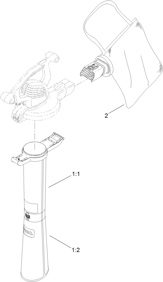 Bag And Tube Assembly Diagram and Parts List for 51618 (315000001 - 315999999)(2015) Lawn Boy Leaf Blower / Vacuum